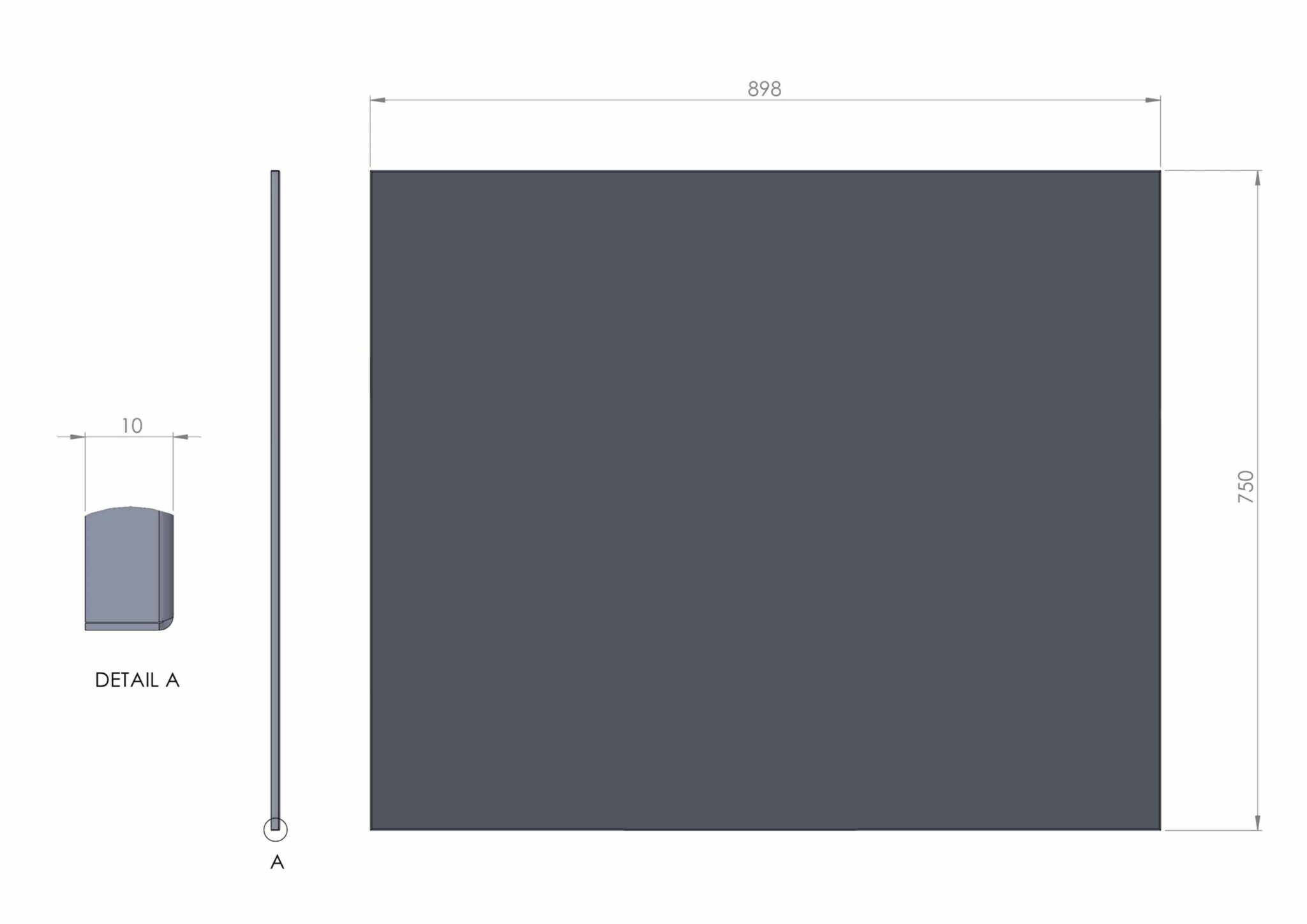 RVS Achterwand 10mm 90x75